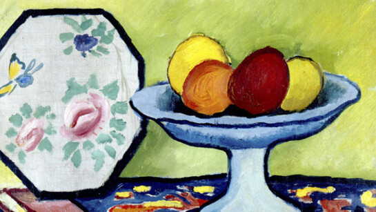 August Macke, Stillleben mit Apfelschale und japanischem Fächer, 1912