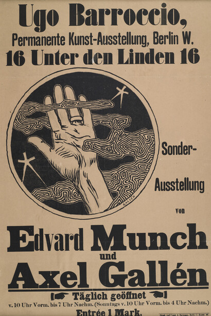 Akseli Gallen-Kallela, Poster for the Exhibition of Edvard Munch and Axel Gallén (detail), 1895. Courtesy of Gallen-Kallela Museum