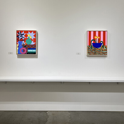 Mary Finlayson, Orange, violet, exhibition view. Courtesy of Winston Wächter Fine Art