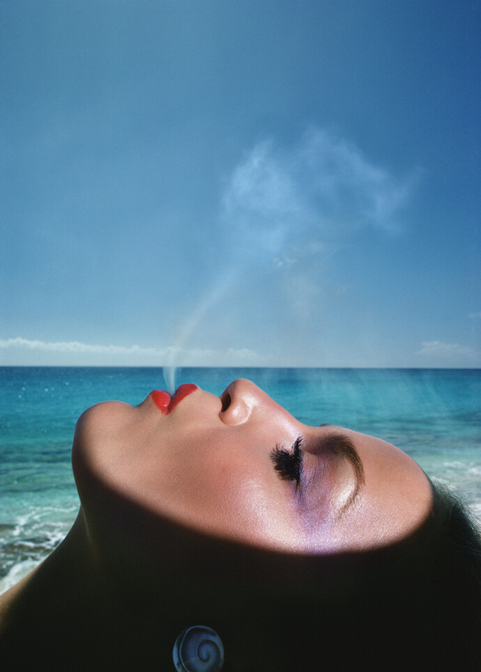 HIRO, Jerry Hall, Saint Martin, French West Indies, 1975, © Hiro