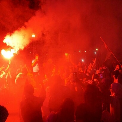 Slogans de solidarité pour Gaza, indignation face à l'intervention contre la mission et appel à la communauté internationale pour qu'elle défende les droits des participants. Photo de Brahim Guedich