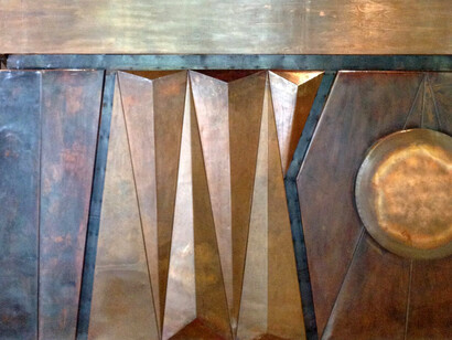 Gastón González; detalle del mural «Sol prehispánico» ubicado en la Sala Nezahualcóyotl de la Ciudad de México