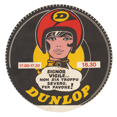 Esordi 4. Illustrazione per la campagna Dunlop, disco orario, 1969