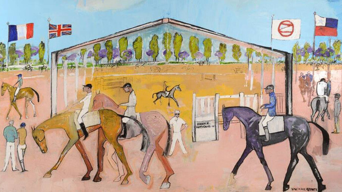 Elie Lambert, Knokke Zoute Hippique, 100 x 160cm. Courtesy of the Osborne Studio Gallery
