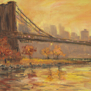 Henry Kondracki, Brooklyn Bridge, oil on canvas, 14 x 18 inches