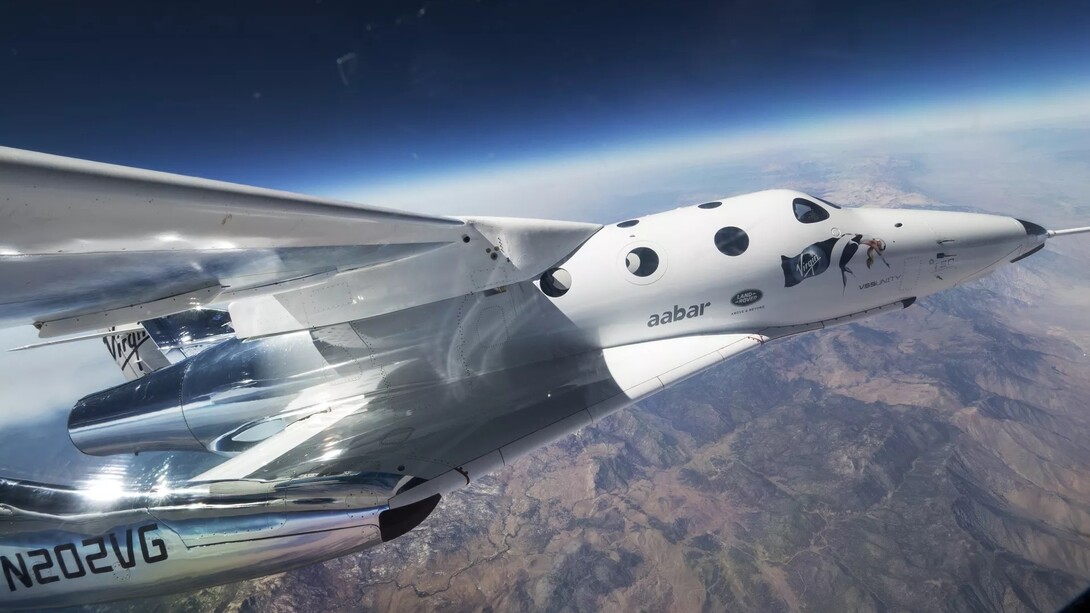 La seconda SpaceShipTwo di Virgin Galactic, la VSS Unity, effettua il suo primo volo sul deserto del
Mojave, in California, l'8 settembre 2016. (Crediti immagine: Virgin Galactic)