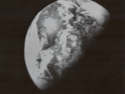 The Earth, a still from the live telecast, Apollo 8, December 1968, Vintage gelatin silver print, c.20 x 25 cm, Breese Little