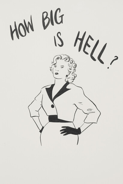 Donald Urquhart, How Big is Hell?, 2014, ink on paper , unframed 42 x 29.7 cm - 16 1/2 x 11 3/4 inches © Donald Urquhart, Courtesy Maureen Paley, London
