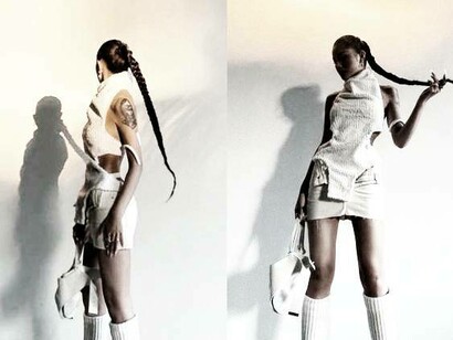 A woman flaunting her latest fashion wear and accessories for the social media sphere