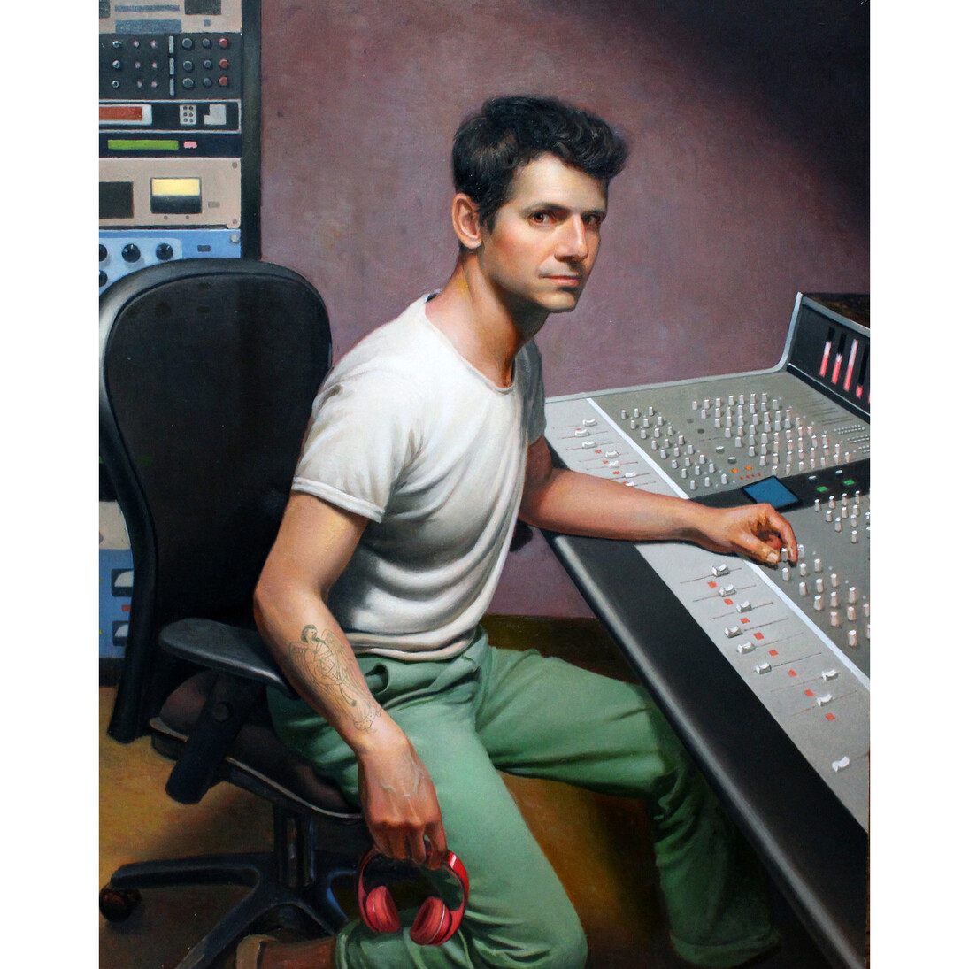 Russell Harris, Sound Man, Oil on Panel, 10 x 8 inches, 2014