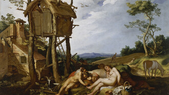 Abraham Bloemaert, en la parábola del trigo y la cizaña (1624), representa la pereza y la indolencia a través de los «campesinos perezosos»