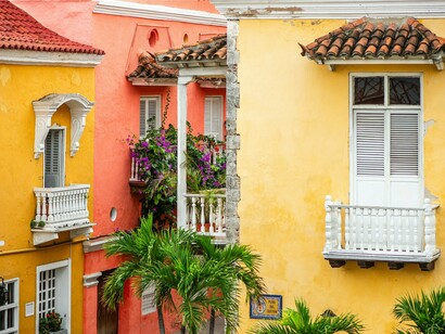 Vibrant walls and winding streets in Cartagena, Colombia, representing a city brimming with culture and character