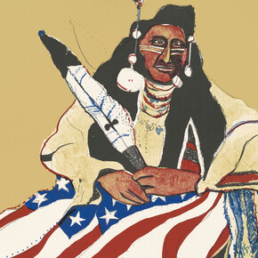 Fritz Scholder, Bicentennial indian (detail), 1975. Courtesy of National Gallery of Art © Fritz Scholder Estate & LewAllen Galleries, Santa Fe, NM