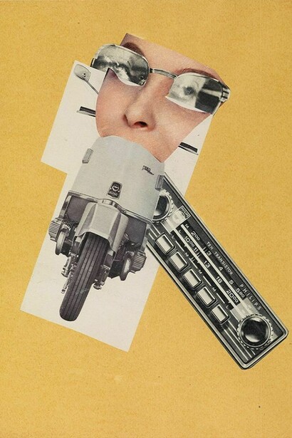 Meca Face, 1958, Collage, 32 x 24 cm, 12 5/8 x 9 1/2 inches