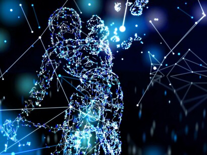 Illustrazione astratta di ciclista: "Si sta così passando da tecnologie pensate per affrontare problemi prevedibili a sistemi che interagiscono con noi in modo aperto, non lineare"