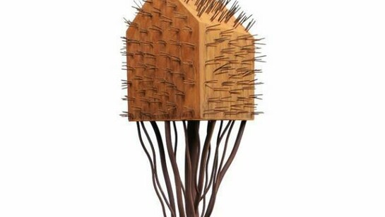 Behruz Heschmat, Tree House series, metal and mixed media sculpture, 220 x 58 x 68 cm, 2008-12