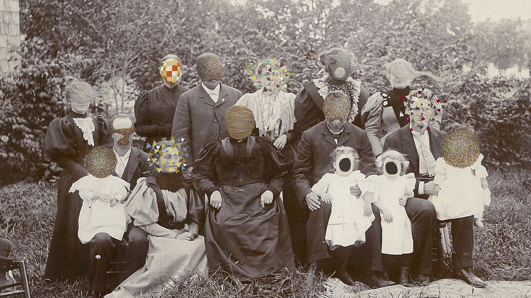 Tom Butler, The Frosts, 2014, Gouache on Albumen print, 30.5 x 25.4 cm