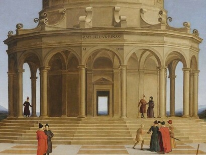 Raffaello, The Wedding of the Virgin, detail