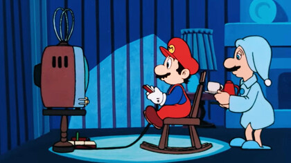 'Super Mario Bros.: Peach-Hime Kyushutsu Dai Sakusen!' película animada de 1986, primera adaptación de un videojuego (Japón)