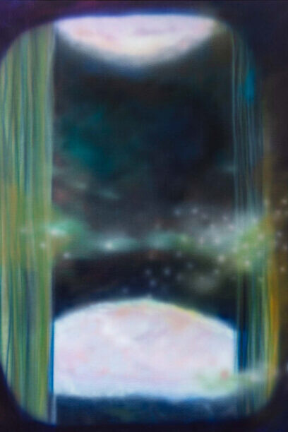 Babette Robertson, I had tickets to a prestigious theatre/opera but I wanted to give them away. Everyone told me I was crazy and wouldn’t take them. I knew the curtains were green and I thought they should be red (detail), 2026. Courtesy of Olsen Gallery