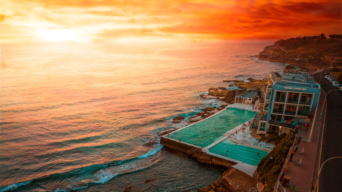 The pools at Bondi Beach in Sydney, Australia at sunset