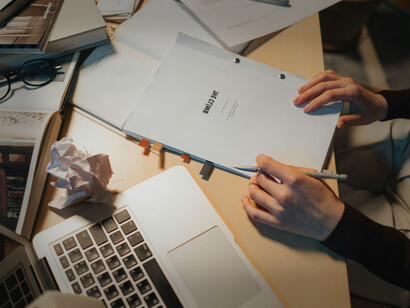 An editor working on a new script