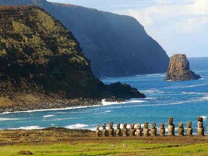 The 15 moai at Ahu Tongariki on Eastern Island