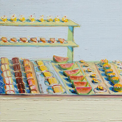 Wayne Thiebaud, Food counter (detail), 2007. Courtesy of Fraenkel Gallery