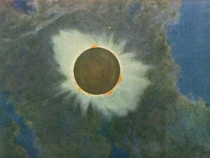 Eclipse solar observado desde Oregón en 1918 pintado por Howard Russell Butler