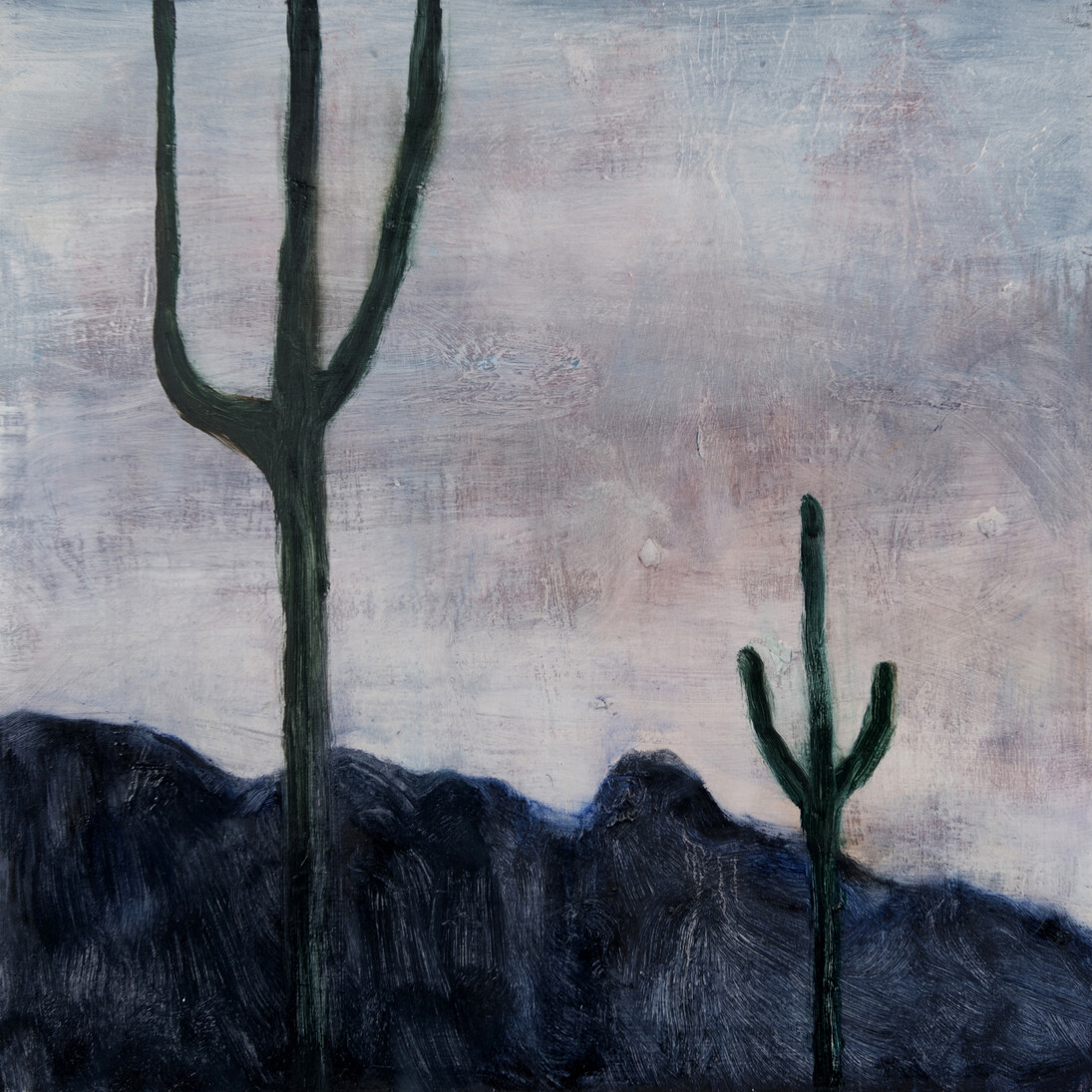 Los Angeles Lights, Oil on board, 2017. Courtesy of Masters & Contemporary 