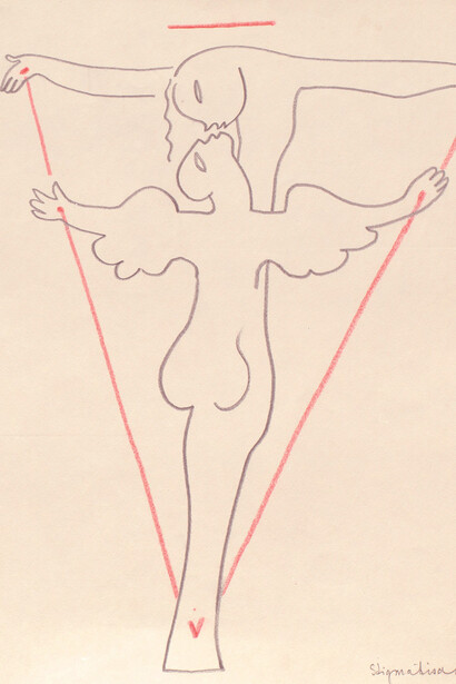 Sergej M. Ejzenštejn, dal ciclo Stigmatizzazione, Stigmate, San Francesco, 1932, matita nera e matita rossa su carta, Archivio Statale di Letteratura e Arte di Mosca (RGALI)
