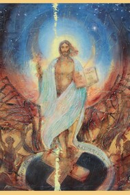 Luigi Salvatori, Sinfonia di Resurrezione, acrilico su tela, 100x100 cm, 2025, particolare. Museo Diocesano di Velletri, Velletri, Italia