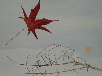 Jocelyn Clarke, Red Leaf, 2014, 30 x 35 cm, oil on board
