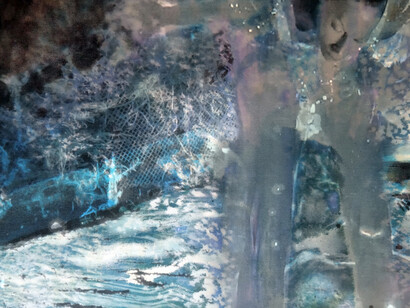 Christine Barbe, Panoramic, series, L’imaginaire des lieux (Imaginary places), 2014/2015 Paint, ink, ballpoint pen and mixed media on photograph, printed on canvas, 70 x 140 cm Courtesy Galerie Eric Mouchet