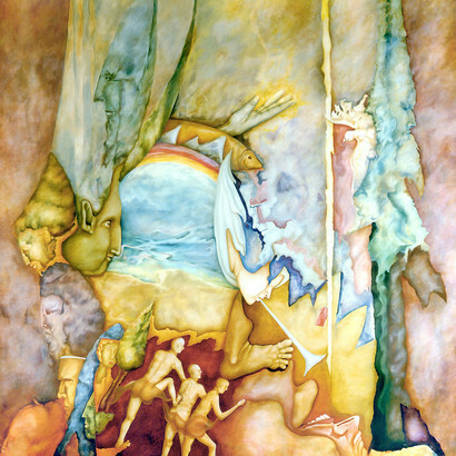 A. De Romanis, Old Alliance, oil on canvas, cm 315x300, 1987
