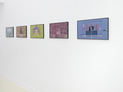 Joanna Braun, hand foot brains on the wall, exhibition view. Courtesy of Leto Gallery. Photo by Bartosz Górka