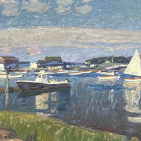 Ben Fenske, Dering harbor sailboats (detail), 2025. Courtesy of Grenning Gallery