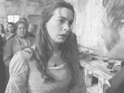 Anne Hathaway in a dramatic and moving scene from her oscar-winning performance in the movie Les Miserables (2012)
