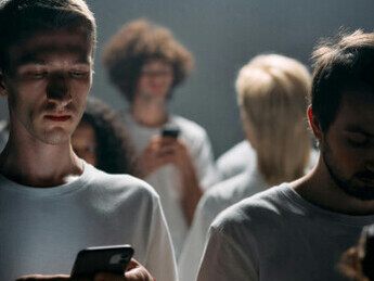 People using smartphones, technology overstimulation, scrolling addiction imagery, and scenes with multiple screens