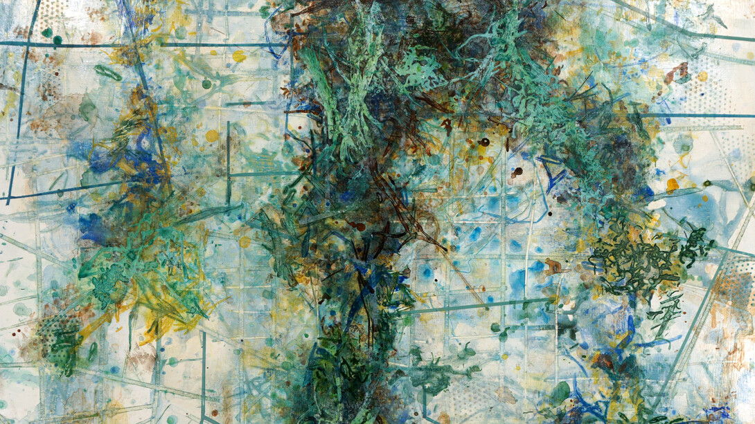 Lisa Petker-Mintz, The Cross We Bear (detail), acrylic on board 48x48 inches. Courtesy of the artist and The Painting Center