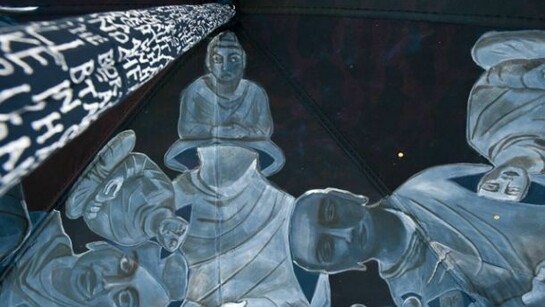 Francesco Clemente, Taking Refuge (Detail), 2013, Tempera on cotton and mixed media, 600 x 400 x 300cm