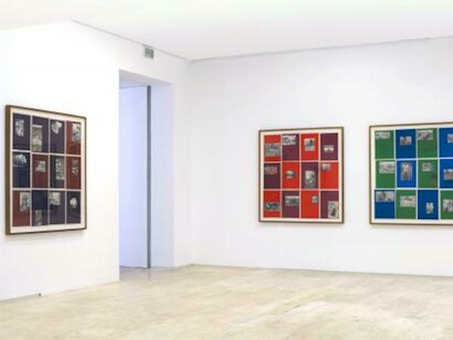 Summer rain, 2006, Paint on printed paper, 132.5 x 132.5 cm each, Collection of the artist, View of the installation at KM Kulturunea,, Donostia-San Sebastián, 2009 © VEGAP, Bilbao, 2017
