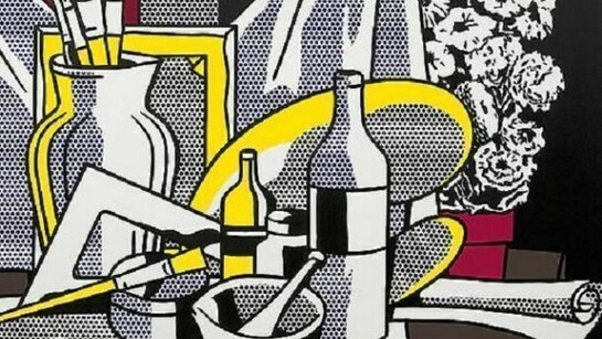 Roy Lichtenstein, "Still Life with Palette", 1972. Oil and Magna on canvas, 60 x 95 5/8 inches (152.4 x 242.9 cm). Acquavella Galleries. Art © Estate of Roy Lichtenstein