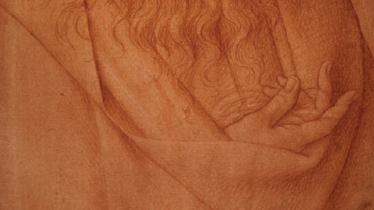 Giovan Ambrogio Figino, ritratto di Leonardo da Vinci, particolare delle mani