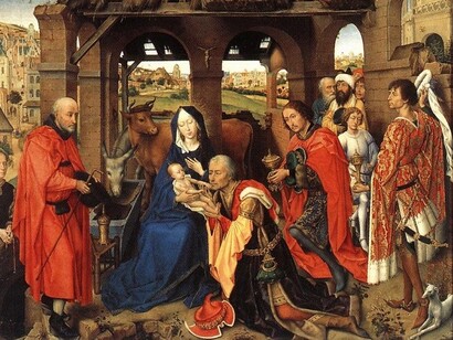 Panel central del «Tríptico del altar de Santa Columba» (1455), van der Weyden