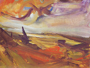 Peter Prendegast, Lemon Sky over Irish Sea, 19 x 27 cm, acrylic on card resized