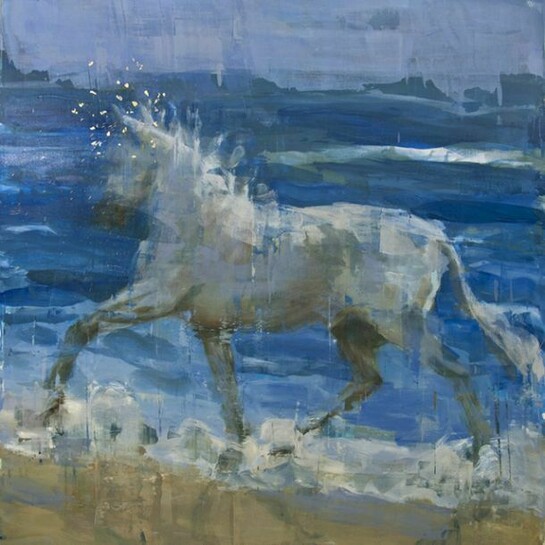 Joseph Adolphe, Equus No. 1, 2014, Oil & Goldleaf on Canvas, 62" x 58"