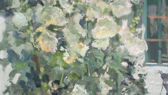 Tom Coates, Hollyhocks in the Courtyard