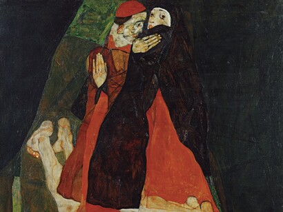 Egon Schiele (1890-1918), „Kardinal und Nonne“ („Liebkosung“), 1912, Öl auf Leinwand, 70 x 80,5 cm, Leopold Museum, Wien © Leopold Museum, Wien / M. Thumberger
