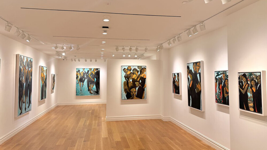 Robert Freeman, Black ties, exhibition view. Courtesy of Adelson Galleries